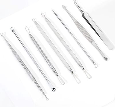 Professionele 8 Delige Mee-eters & Acne Verwijderen Set - RVS Blackhead Killer - Remover Comedonenlepel - Puisten verwijderaar - Comedonendrukker - Mee-eter Lepel