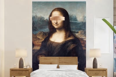 Behang - Fotobehang Mona Lisa - Leonardo da Vinci - Brons - Breedte 145 cm x hoogte 220 cm