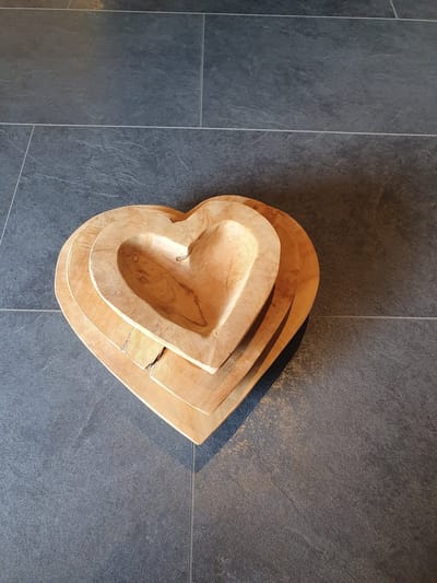 Heart-shaped teak bowl set 3pcs. teakhouten set van harten, Merk: sens-line
