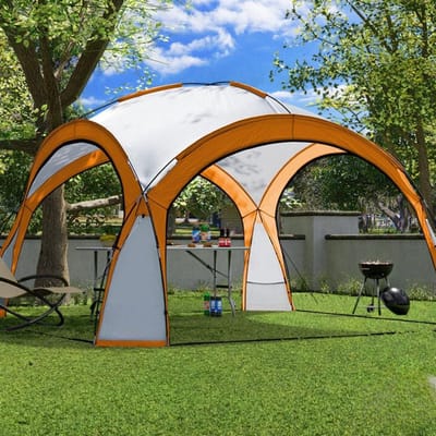 Yolo-deals - Partytent met LED verlichting - Solar - 460cm - UV bestendig - Incl opbergtas - Oranje