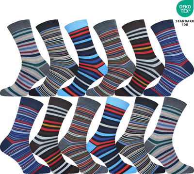12 Pack - Heren Sokken - 12 Paar - Strepen - Maat 39-42 - Sokken Heren