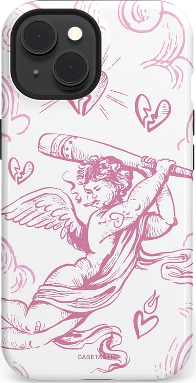 Casetastic Hoesje Geschikt voor Apple iPhone 15 Magsafe - Stijlvolle Beschermende Duo-layer Case - Engel Roze Liefde