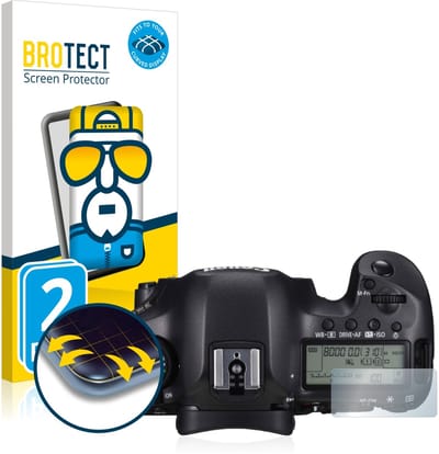 BROTECT - Screenprotector voor Canon EOS 5DS (Schouderdisplay) - Folie Beschermfolie transparant volledig dekking - 2 Stuks