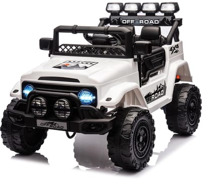 Danky Auto - Elektrische Kinderauto 12V - Wit - 2.4G Afstandsbediening - 3 Snelheden - LED & Muziek - 3-8j