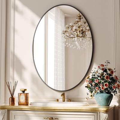 Ovale Spiegel voor Badkamer, Kaptafel en Decoratie - Zwart