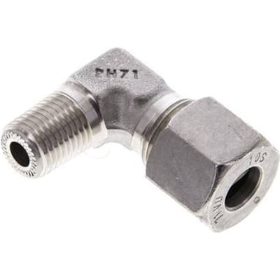 1/4'' NPT Buitendraad x 10S RVS Elbow 90deg Snijring 630 Bar DIN 2353 - FL2E-MC-ST-014N-10-S