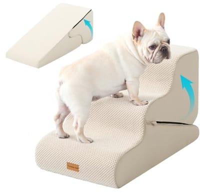 2-in-1 Honden Trap met 3 Trappen - Antislip en Breed voor Bank en Bed - Beige