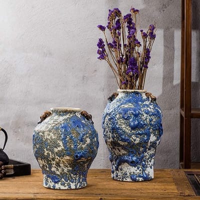 Keramische Double Ear Pot Collection Ornament Glazed Table Heavy Duty Duurzame Living Room Keuken Kantoor WeddingGift delige set Flower bloem vaas