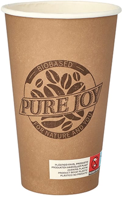 PAPSTAR Drinkbekers, Karton 0,4 l Ø 9 cm · 13,9 cm bruin "Pure Joy" - 50 Stuks