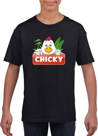 Chicky de kip t-shirt zwart voor kinderen - unisex - kippen shirt - kinderkleding / kleding 110/116