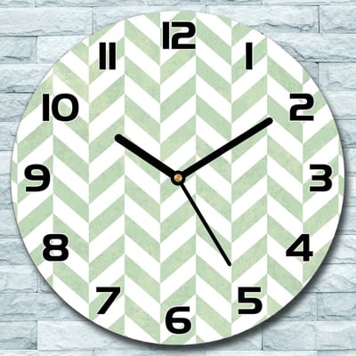 Coloray Wandklok - Zigzaglijnen Glazen Klok - 30fi cm - Blauw Wandklok - Wandklok Ronde - Wandklok Modern - Wandklok Keuken - Stille Wandklok