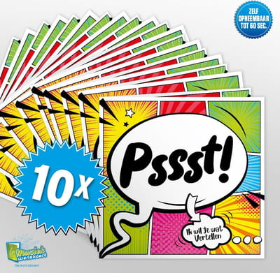 10x Muziekwenskaart – Psssst – zelf opneembaar – 60 seconden – 21x21cm – hoge kwaliteit – inclusief envelop