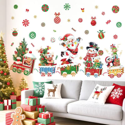 Dailygoods- Muurstickers Kerst - Zelfklevende Wanddecoratie - Muurstickers voor Kinderen - Decoratie voor Feestdagen - Eenvoudig aan te brengen - Ideaal voor Slaapkamer