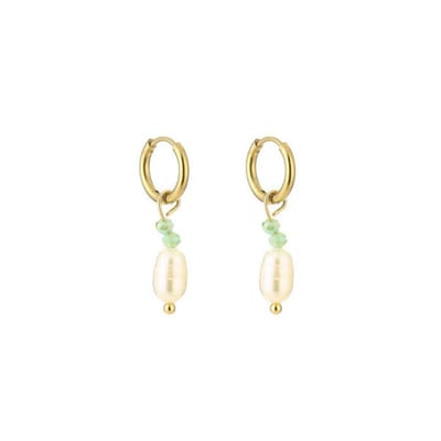Bijoutheek Oorhanger Zoetwater Parel En Kralen Light Green