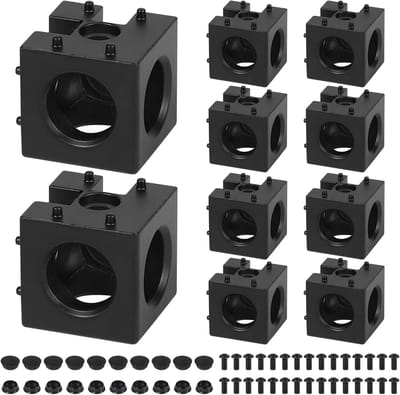 Set van 10 Hoekbeugels 3-Weg voor 30 x 30 cm Aluminium Profiel, Cube Verbinding, Inclusief Schroeven en Moeren, Ideaal voor 3D Constructies en Projecten
