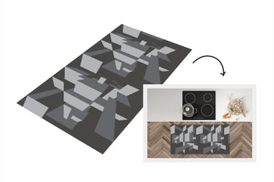 Keukenloper - Loper keuken - 3D - Patronen - Zwart Wit - 120x60 cm - Keukenloper vinyl