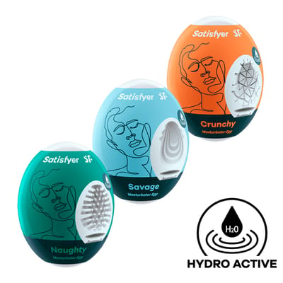 Satisfyer Masturbator Egg, verschillende structuren, hydro-actief TPE, geen glijmiddel nodig, voor eenmalig gebruik