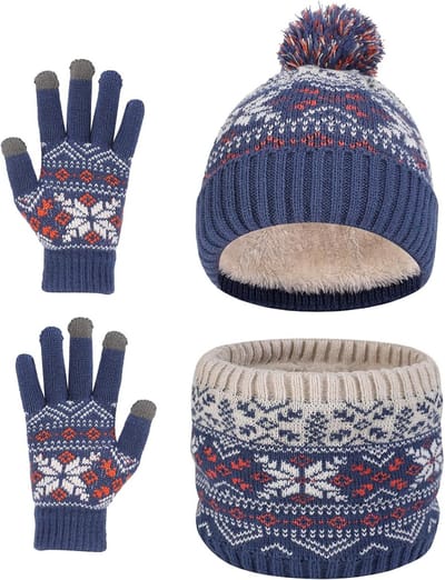 Winterset met Sjaal, Muts en Handschoenen voor Kinderen van 2 tot 7 Jaar, Warm en Comfortabel Winteraccessoire voor Jongens en Meisjes