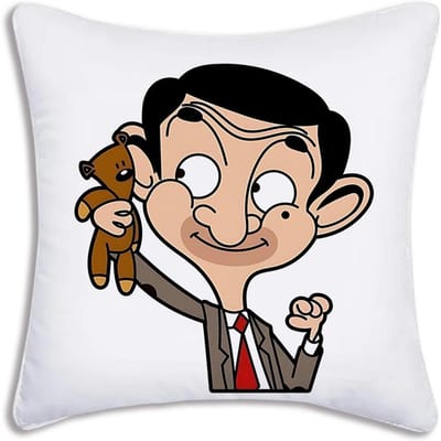 Hot Anime Comédie Mr. Housses de coussin Bean dicha Dessin animé Décoration de canapé Maison Impression double face Peluche courte Housse de coussin mignonne 50x50cm