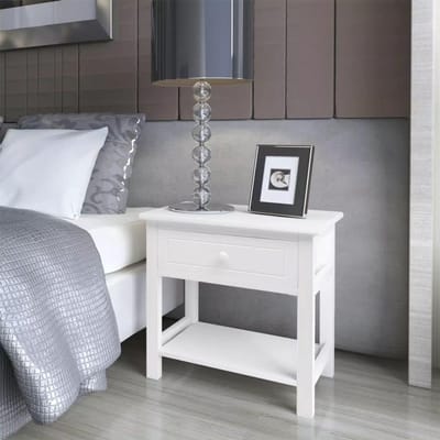 Nachtkastjes Set - Bijzettafels Hout - Opbergen Slaapkamer - Gladde Lade - 40 x 29 x 42 cm - Wit