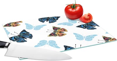 Glazen Snijplank - 28x20 - Vlinder - Insecten - Patronen - Zomer - Snijplanken Glas