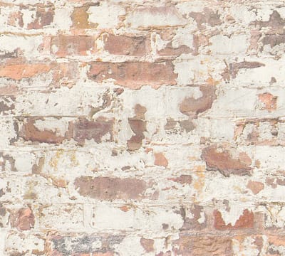 Steen tegel behang Profhome 369291-GU vliesbehang glad met vogel patroon mat oranje wit 5,33 m2