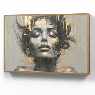 Wandlamp 90x60 cm - Oplaadbaar - Vrouw - Kunst - Goud - Abstract - Glamour - Wandlampen binnen woonkamer - Slaapkamer lamp - Decoratieve nachtlamp - Vloerlamp draadloos