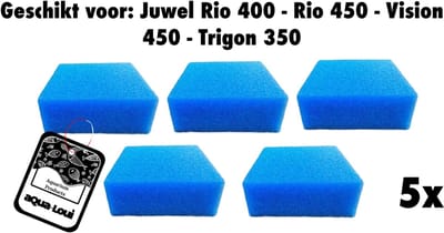 Aqua-Loui® - Filterspons Fijn - 5 Stuks - Geschikt voor Juwel Bioflow 6.0 - Large L - Rio 300 & Vision 260 - 12,5 x 12,5 x 5 cm