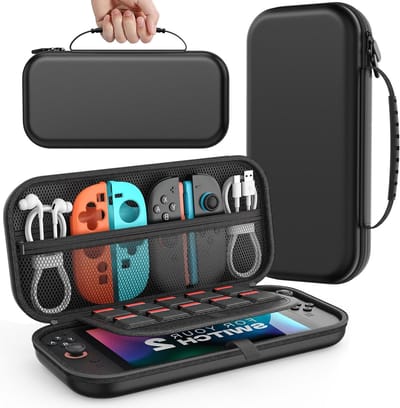 Draagbare Hard Shell Beschermhoes voor Nintendo Switch 2 - Reis Etui met Opbergruimte voor 10 Cartridges en Accessoires, Zwart