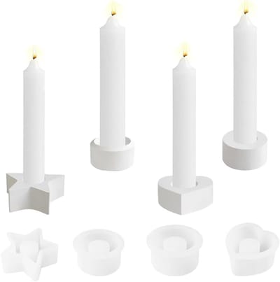 Cadeau-idee: Silicone Kaarsenhouder Set van 4, Stervormige Mallen voor Kerstdecoratie en Ambachtelijke Kaarsen