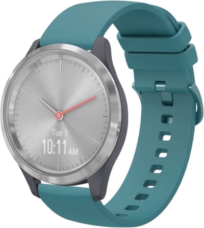 By Qubix - Geschikt voor Garmin bandje - 18mm - Geschikt voor Garmin Venu 3s / Vivoactive 4s / Venu 2s / Vivomove 3s / Forerunner 255s / 265s - Soft siliconen bandje - Blauwgroen