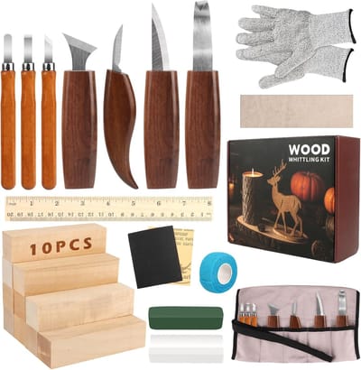 26-delige houtsnijgereedschap set voor beginners - compleet met handschoenen en accessoires