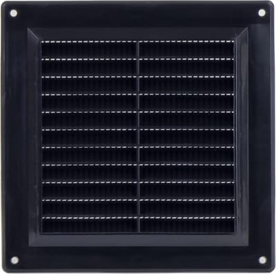 Ventilatierooster 150x150 mm ABS kunststof zwart met insectengaas