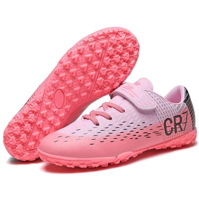 Tiener Student CR7 Lage Voetbalschoenen Jongens Meisjes, TF AG Noppen Kunstgras Buiten Training Voetbalschoenen 33 pink