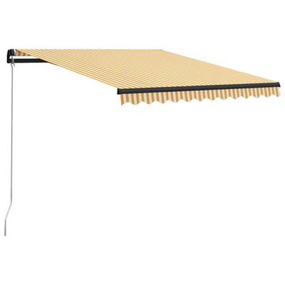vidaXL - Luifel - handmatig - uittrekbaar - 300x250 - cm - geel - en - wit