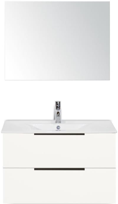 Seville Badmeubelset 80 cm - Wit Hoogglans Edge Greep - Wastafel Enjoy met Spiegel