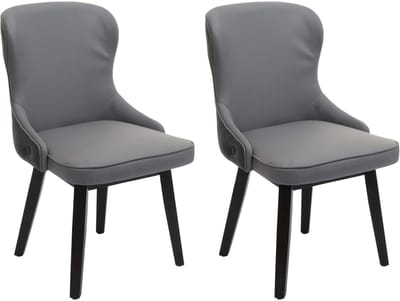 Set van 2 eetkamerstoelen MCW-M60, gestoffeerde stoel, keukenstoel, fauteuil, stof/textiel, massief hout ~ donkergrijs-lichtgrijs