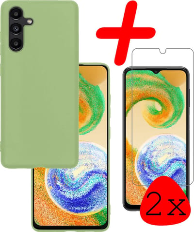Hoesje Met 2x Screenprotector - Geschikt voor Samsung Galaxy A04s - Sterk & Shockproof - Back Cover - Siliconen Case - Telefoon Hoes - Groen