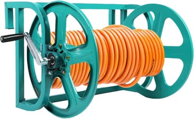 Slanghaspel Metaal - Tuinslanghouder - Water Georganiseerd Houden - Robuust Stalen Frame - Tot 300m Slang - Zwart