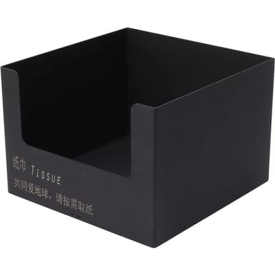 Boîte à mouchoirs en acier inoxydable Carré Porte-mouchoirs Grande ouverture Distributeur de serviettes Style moderne pour meuble-lavabo de salle de bain noir