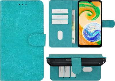 MoDo hoesje Geschikt voor Samsung Galaxy A04s - Kunstleer Book Case - Turquoise