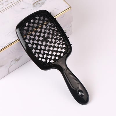 Vierkante Holle Kam Grensoverschrijdende Hot Selling Rasterkam Kleursplitsing Massagekam Pluizig Stijl Haar black