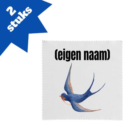 Akyol - blauwe vogel met eigen naam brillendoekjes - Vogels - dieren liefhebber - iemand die houdt van vogels - verjaardag - cadeau - kado - geschenk - 17,8 bij 17,8 cm - 2 stuks