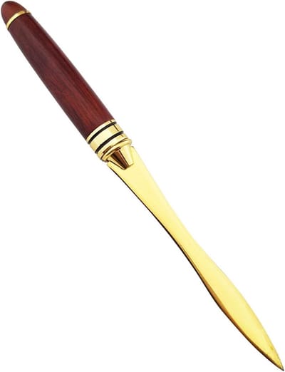 Professionele RVS Briefopener met Houten Handvat voor Thuis, School en Kantoorgebruik - Perfect voor Enveloppen en Papierwerk