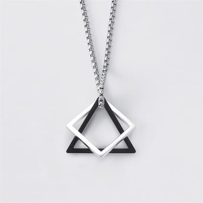 Donley - Interlocking Triangle/square - Punk ketting - Rock ketting- interlocking ketting - Gothic - non binair - vintage triangle.square - hiphop - punk - Punk interlocking Pendant Necklaces - Silver/Black