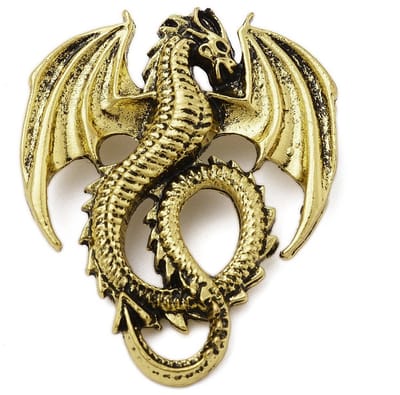 Pin gouden draak, vintage stijl broche, luxe broche, oeteldonk, den bosch, carnaval, kledingspeld