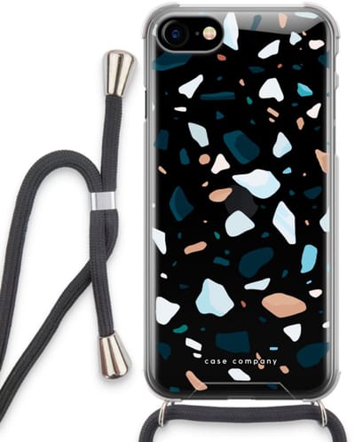 Case Company® - Hoesje met koord geschikt voor iPhone SE 2020 hoesje met Koord - Terrazzo N°13 - Telefoonhoesje met Zwart Koord - Bescherming aan alle Kanten en Over de Schermrand