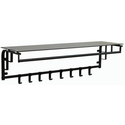 Furnilux - Kapstok 110 x 30 x 27 cm - XXXL Wand kapstok De Luxe -FAMILIE Kapstok - Hoedenplank met 8 Haken - GLAS -Zwart