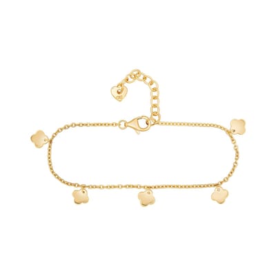 cai Fußkette 925 Sterling Silber gelb vergoldet Anhänger Clover Kleeblatt