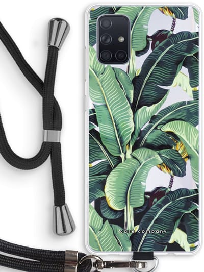 Case Company® - Hoesje met koord geschikt voor Samsung Galaxy A71 hoesje met Koord - Bananenbladeren - Telefoonhoesje met Zwart Koord - Bescherming aan alle Kanten en Over de Schermrand